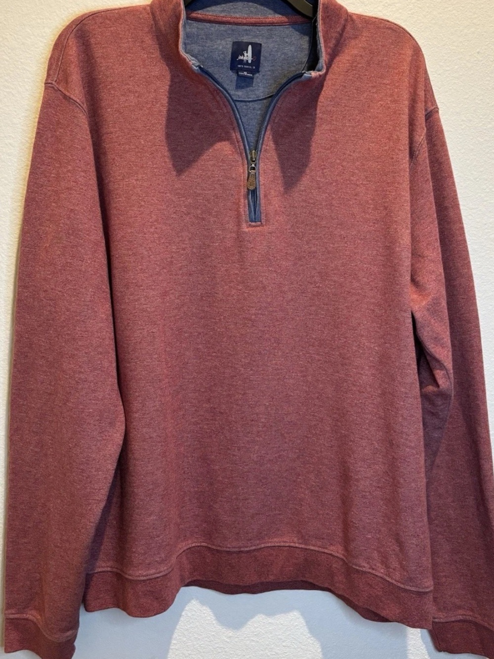 Johnnie-O Sully 1/4 Zip Pullover Men Large Red Mock Neck Long Sleeve Cotton Bld